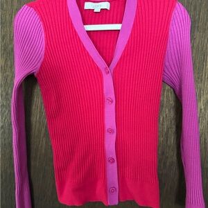LOFT Women's Vibrant Pink and Purple Cardigan